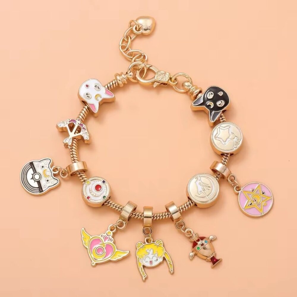 Sailor Cosplay Bracelet Handmade DIY Fashion Colorful Moon Enamel Bracelets